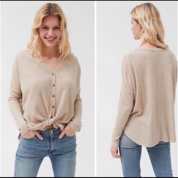 Urban Outfitters Cozy Waffle Knit Top - Picture 2 of 16